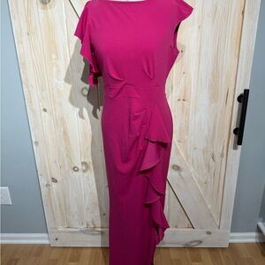 Elegant Asymmetrical Fuchsia Dress